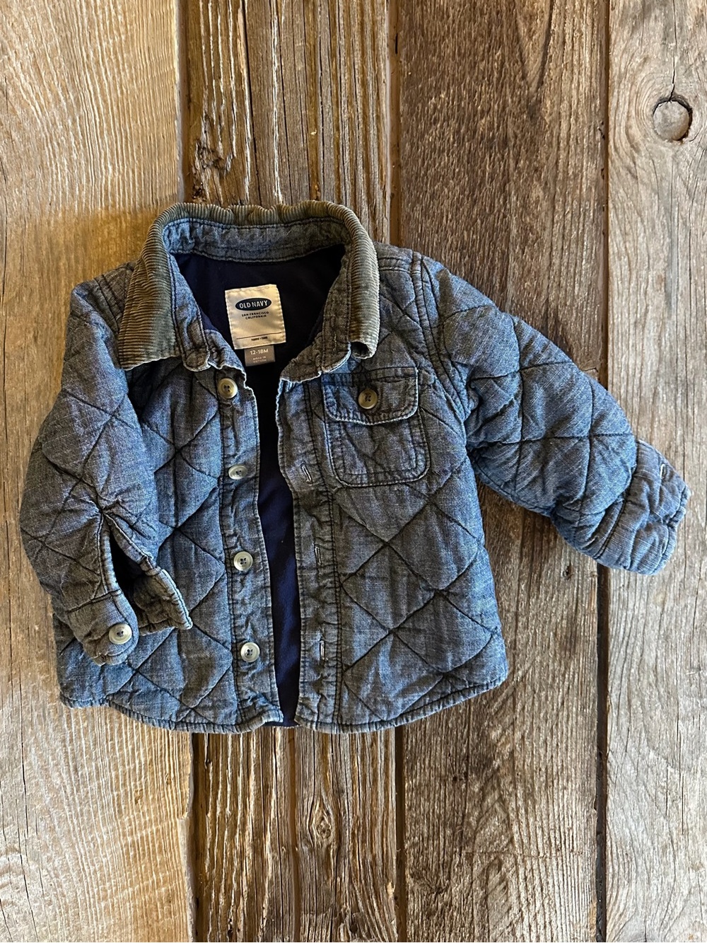 Old Navy Quilted Denim-Look Toddler Jacket in Blue
